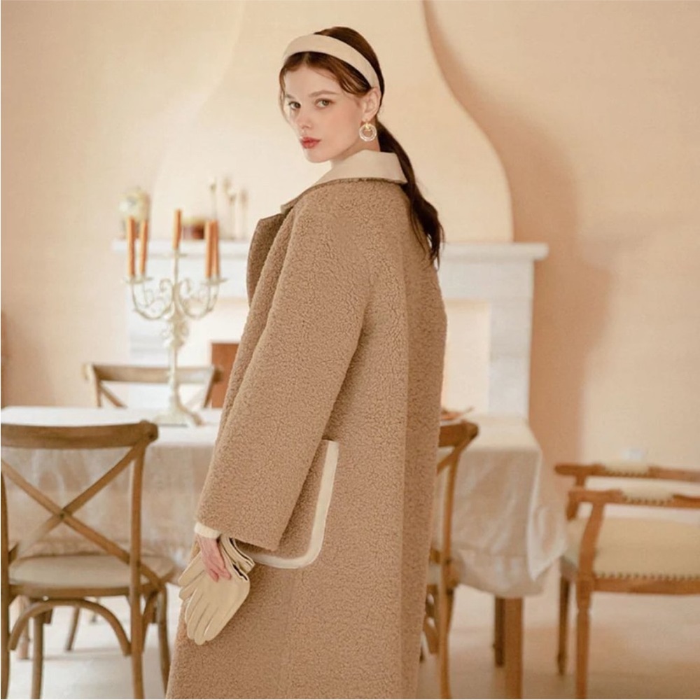 LAST DAY -- Petite Studio NYC Sienna Reversible Coat in Camel and Ivory BNWT - Picture 2 of 9
